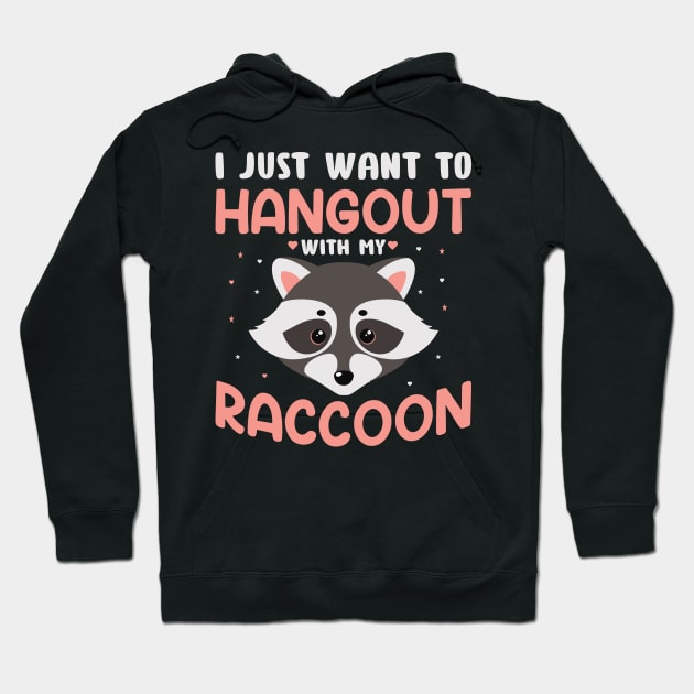 Funny Raccoon Lover - I Just Want to Hangout with My Raccoon Hoodie by Pizzan